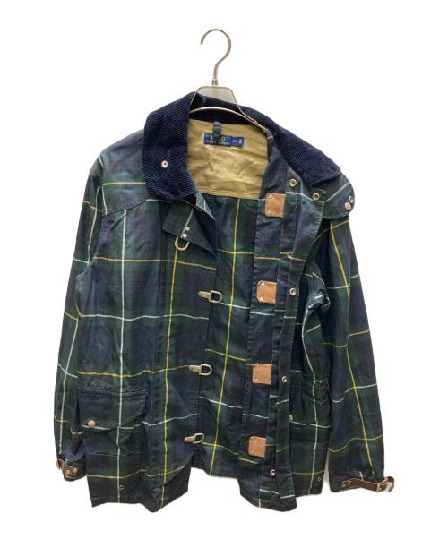 POLO RALPH LAUREN（ポロ・ラルフローレン）POLO RALPH LAUREN (ポロ・ラルフローレン) ブラックウォッチ ワックスコーティング ファイヤーマンジャケット ネイビー×グリーン サイズ:SIZE Lの古着・服飾アイテム