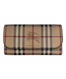 BURBERRY（バーバリー）の古着「ノヴァチェック柄 ホースロゴ 長財布」｜ベージュ