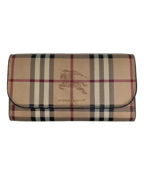 BURBERRY（バーバリー）BURBERRY (バーバリー) ノヴァチェック柄 ホースロゴ 長財布 ベージュの古着・服飾アイテム