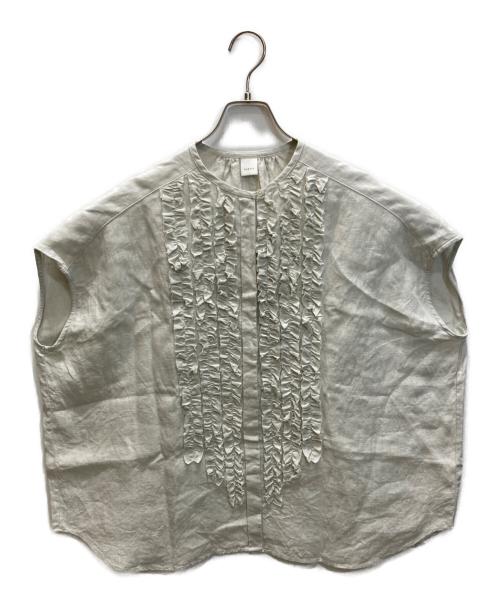 KAGURE（カグレ）KAGURE (カグレ) リネンフリルフレンチワイドシャツ グレー サイズ:Freeの古着・服飾アイテム