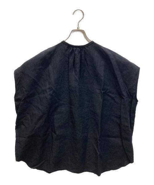 KAGURE（カグレ）KAGURE (カグレ) リネンフリルフレンチワイドシャツ ブラック サイズ:Freeの古着・服飾アイテム