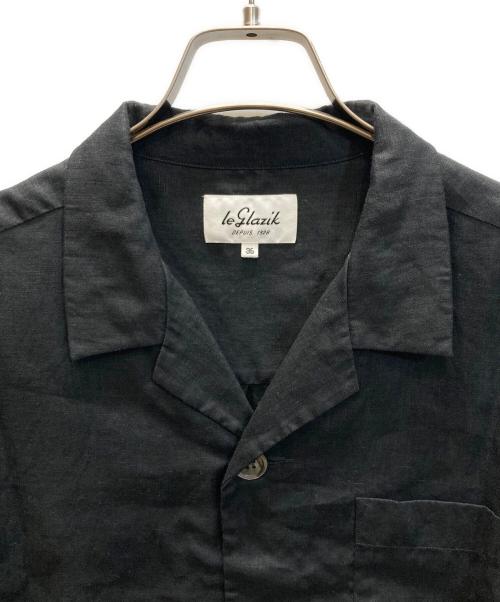 LE GLAZIK（ル グラジック）LE GLAZIK (ル グラジック) OPEN COLLAR SHIRT ブラック サイズ:36の古着・服飾アイテム