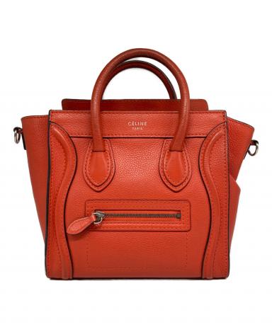 Celine ラゲージ　ナノ2way ショルダー　バッグ　ハンドバッグ　赤 中古・古着通販】CELINE (セリーヌ) ラゲージナノ 2WAYバッグ レッド