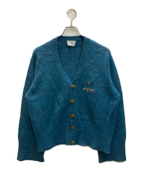 Vivienne Westwood man（ヴィヴィアン ウェストウッド マン）Vivienne Westwood man (ヴィヴィアン ウェストウッド マン) オーブ刺繍ニットカーディガン ブルー サイズ:Mの古着・服飾アイテム