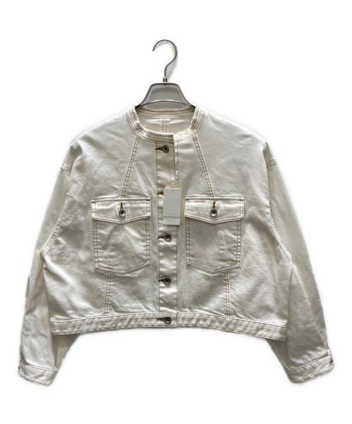 mylanka（ミランカ）mylanka (ミランカ) ノーカラーデニムジャケット ホワイト サイズ:SIZE　38 未使用品の古着・服飾アイテム