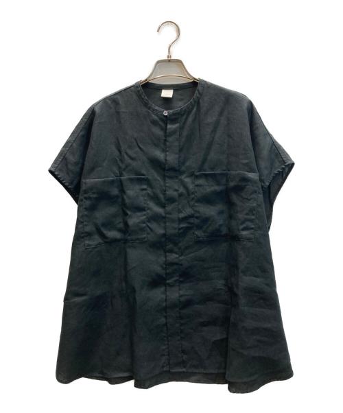 KAGURE（カグレ）KAGURE (カグレ) リネンWポケットフレンチシャツ ブラック サイズ:size Freeの古着・服飾アイテム