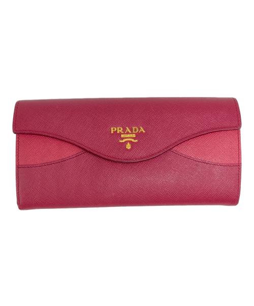 PRADA（プラダ）PRADA (プラダ) サフィアーノ エンベロープ バイカラー フラップウォレット ピンク サイズ:下記参照の古着・服飾アイテム