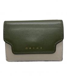 MARNI（マルニ）の古着「TRIFOLD 3つ折り財布」｜グリーン×ベージュ