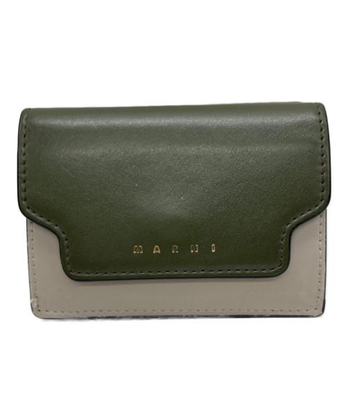 MARNI（マルニ）MARNI (マルニ) TRIFOLD 3つ折り財布 グリーン×ベージュの古着・服飾アイテム