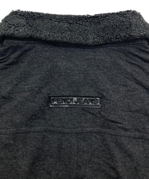 FENDI JEANS（フェンディ ジーンズ）FENDI jeans (フェンディ ジーンズ) ボアカラー ニットポロシャツ ブラック サイズ:46の古着・服飾アイテム