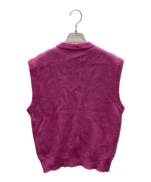 MARNI（マルニ）MARNI (マルニ) ジャガードチェック ロゴ刺繍 ニットベスト レッド サイズ:SIZE 44の古着・服飾アイテム