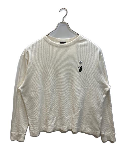 NIKE（ナイキ）NIKE (ナイキ) FRAGMENT DESIGN (フラグメントデザイン) ロゴ プリント サーマル ロングスリーブ カットソー ベージュ サイズ:XLの古着・服飾アイテム