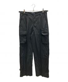FOUND（ファウンド）の古着「Hava Pinstripe Pleated Cargo Trousers」｜ネイビー