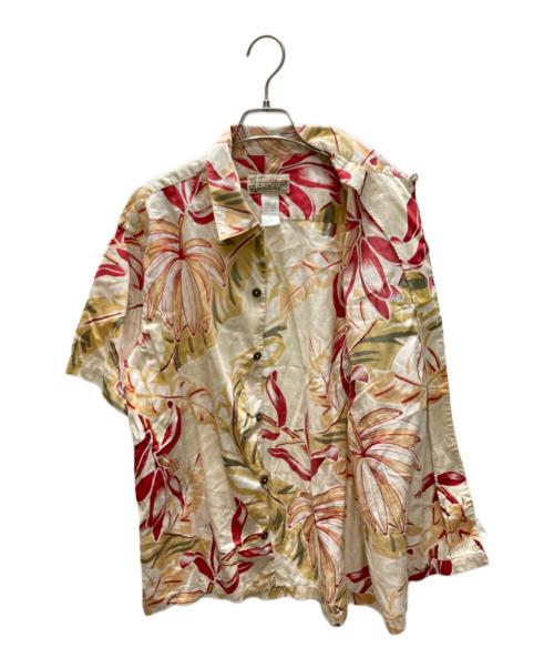 pataloha（パタロハ）pataloha (パタロハ) ハイビスカスコットンアロハシャツ ベージュ×レッド サイズ:Sの古着・服飾アイテム