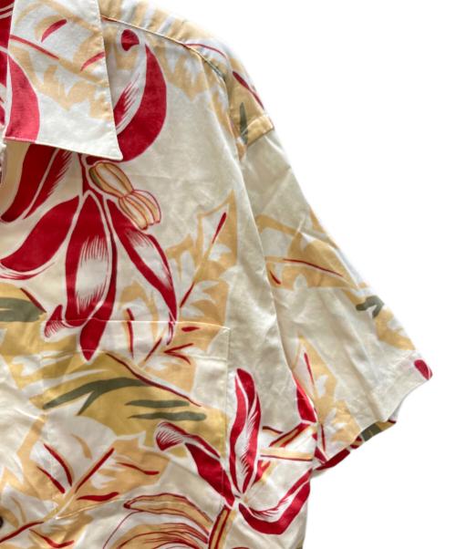 pataloha（パタロハ）pataloha (パタロハ) ハイビスカスコットンアロハシャツ ベージュ×レッド サイズ:Sの古着・服飾アイテム