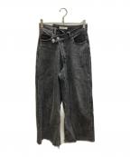 moussyマウジー）の古着「CROSS WAIST WIDE STRAIGHT」｜ブラック