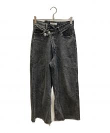 moussy（マウジー）の古着「CROSS WAIST WIDE STRAIGHT」｜ブラック