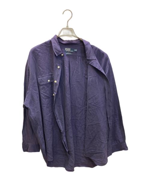 POLO RALPH LAUREN（ポロ・ラルフローレン）POLO RALPH LAUREN (ポロ・ラルフローレン) BENFORD  シルクコットンシャツ ネイビー サイズ:XXLの古着・服飾アイテム