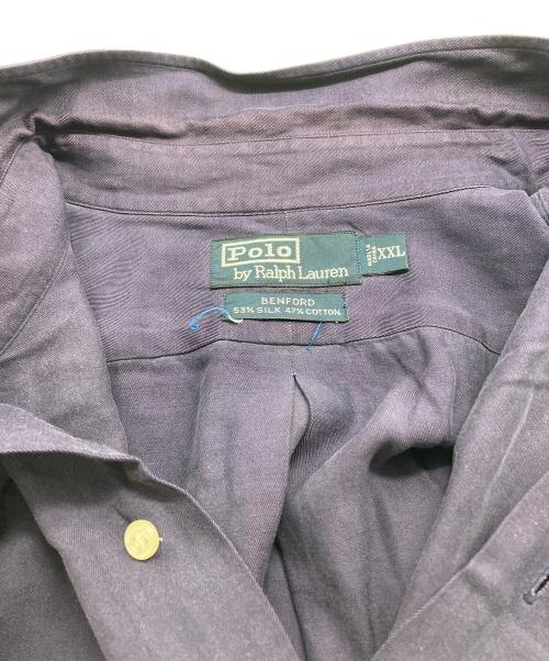 POLO RALPH LAUREN（ポロ・ラルフローレン）POLO RALPH LAUREN (ポロ・ラルフローレン) BENFORD  シルクコットンシャツ ネイビー サイズ:XXLの古着・服飾アイテム
