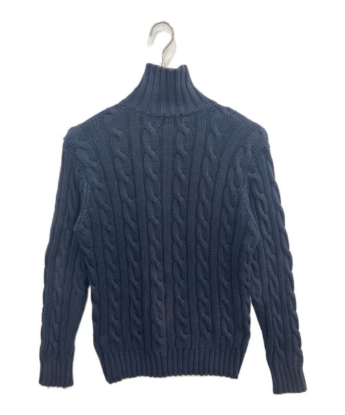 POLO RALPH LAUREN（ポロ・ラルフローレン）POLO RALPH LAUREN (ポロ・ラルフローレン) フルジップ ケーブルニット ネイビー サイズ:Lの古着・服飾アイテム