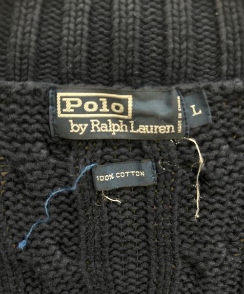 POLO RALPH LAUREN（ポロ・ラルフローレン）POLO RALPH LAUREN (ポロ・ラルフローレン) フルジップ ケーブルニット ネイビー サイズ:Lの古着・服飾アイテム