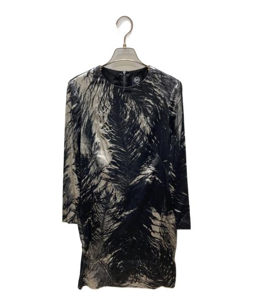 ALEXANDER McQUEEN（アレキサンダーマックイーン）ALEXANDER McQUEEN (アレキサンダーマックイーン) フェザープリントシルクドレス ブラック サイズ:40の古着・服飾アイテム