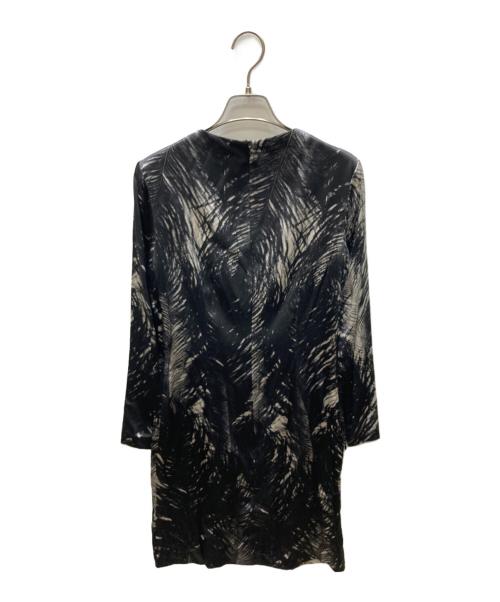 ALEXANDER McQUEEN（アレキサンダーマックイーン）ALEXANDER McQUEEN (アレキサンダーマックイーン) フェザープリントシルクドレス ブラック サイズ:40の古着・服飾アイテム