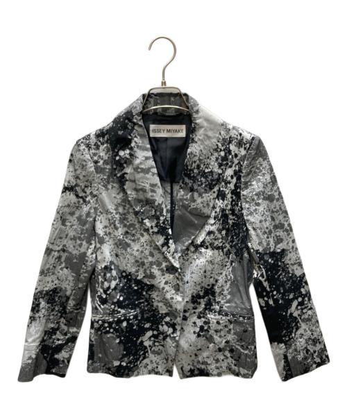 ISSEY MIYAKE（イッセイミヤケ）ISSEY MIYAKE (イッセイミヤケ) 立体模様 グラフィック シワ加工 テーラードジャケット ブラック×グレー サイズ:1の古着・服飾アイテム