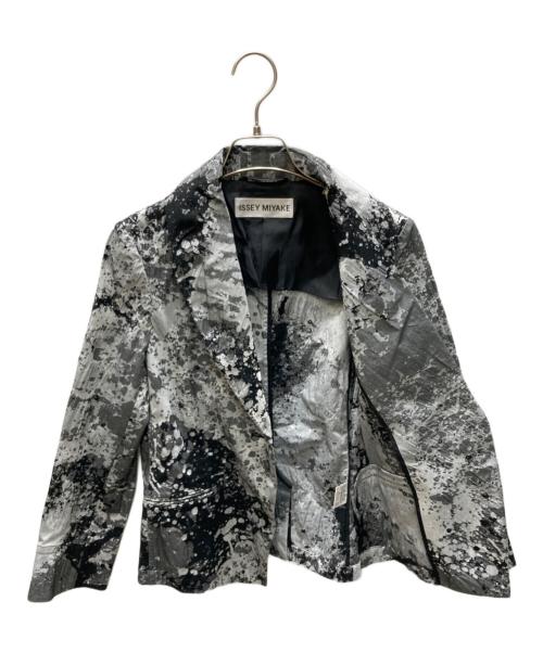 ISSEY MIYAKE（イッセイミヤケ）ISSEY MIYAKE (イッセイミヤケ) 立体模様 グラフィック シワ加工 テーラードジャケット ブラック×グレー サイズ:1の古着・服飾アイテム