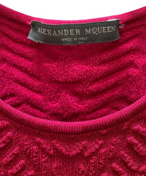 ALEXANDER McQUEEN（アレキサンダーマックイーン）ALEXANDER McQUEEN (アレキサンダーマックイーン) ノースリーブニットワンピース レッド サイズ:Sの古着・服飾アイテム