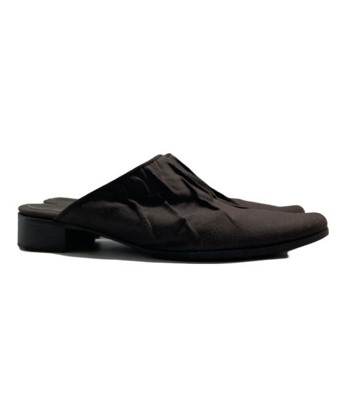 DRIES VAN NOTEN（ドリスヴァンノッテン）DRIES VAN NOTEN (ドリスヴァンノッテン) キャンバスギャザーミュール ブラウン サイズ:SIZE 37の古着・服飾アイテム