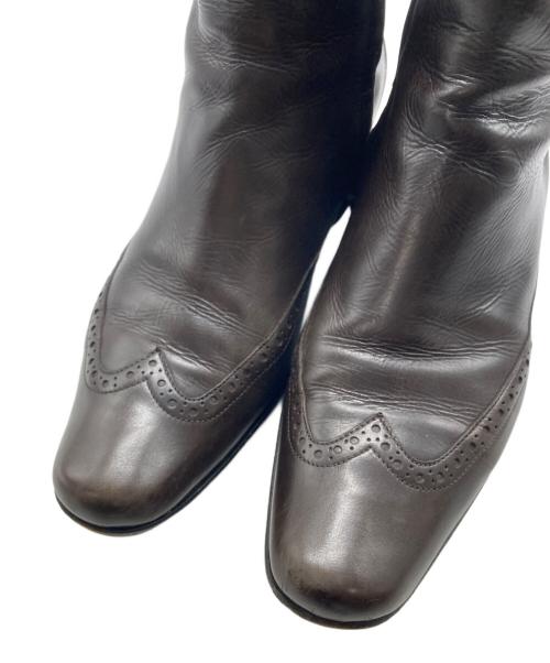DRIES VAN NOTEN（ドリスヴァンノッテン）DRIES VAN NOTEN (ドリスヴァンノッテン) サイドジップウィングチップブーツ ブラウン サイズ:SIZE 36の古着・服飾アイテム