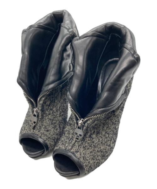 ALEXANDER McQUEEN（アレキサンダーマックイーン）ALEXANDER McQUEEN (アレキサンダーマックイーン) ツイードオープントゥパンプス グレー サイズ:36 1/2の古着・服飾アイテム