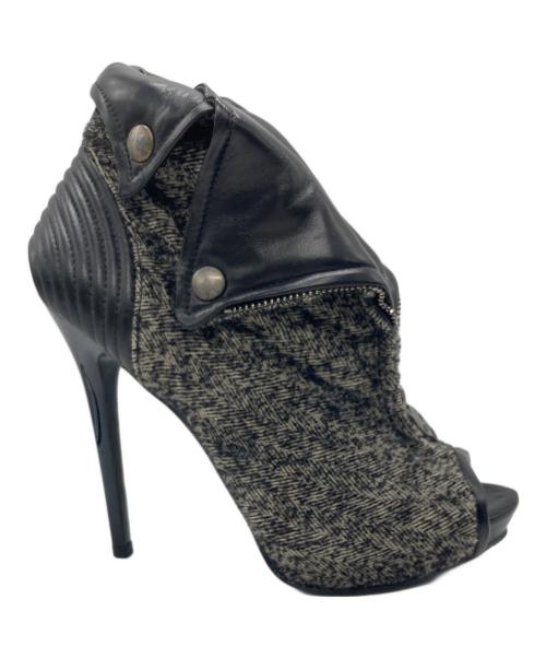 ALEXANDER McQUEEN（アレキサンダーマックイーン）ALEXANDER McQUEEN (アレキサンダーマックイーン) ツイードオープントゥパンプス グレー サイズ:36 1/2の古着・服飾アイテム