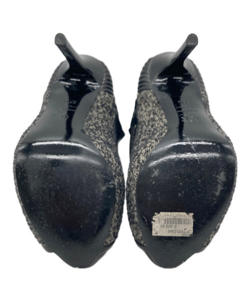 ALEXANDER McQUEEN（アレキサンダーマックイーン）ALEXANDER McQUEEN (アレキサンダーマックイーン) ツイードオープントゥパンプス グレー サイズ:36 1/2の古着・服飾アイテム