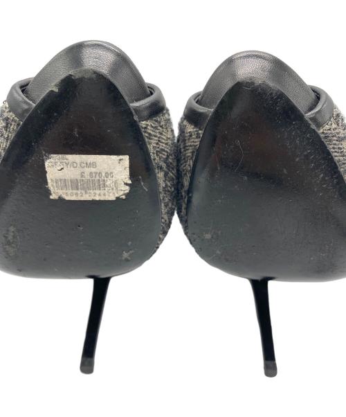 ALEXANDER McQUEEN（アレキサンダーマックイーン）ALEXANDER McQUEEN (アレキサンダーマックイーン) ツイードオープントゥパンプス グレー サイズ:36 1/2の古着・服飾アイテム
