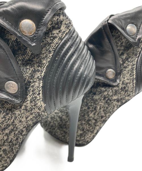 ALEXANDER McQUEEN（アレキサンダーマックイーン）ALEXANDER McQUEEN (アレキサンダーマックイーン) ツイードオープントゥパンプス グレー サイズ:36 1/2の古着・服飾アイテム