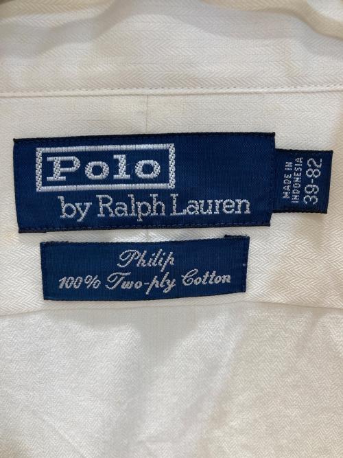 POLO RALPH LAUREN（ポロ・ラルフローレン）POLO RALPH LAUREN (ポロ・ラルフローレン) ヘリンボーンコットンシャツ ホワイト サイズ:39-82の古着・服飾アイテム