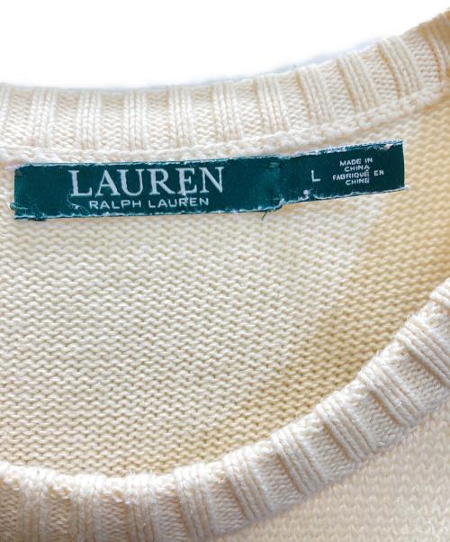LAUREN RALPH LAUREN（ローレン ラルフ ローレン）LAUREN RALPH LAUREN (ローレン ラルフ ローレン) 星条旗ノースリーブニット ホワイト サイズ:SIZE Lの古着・服飾アイテム