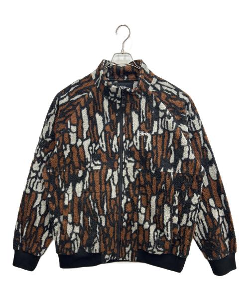 stussy（ステューシー）stussy (ステューシー) Tree Bark Fleece JKT ブラウン×グレー サイズ:XLの古着・服飾アイテム