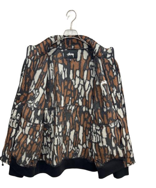 stussy（ステューシー）stussy (ステューシー) Tree Bark Fleece JKT ブラウン×グレー サイズ:XLの古着・服飾アイテム