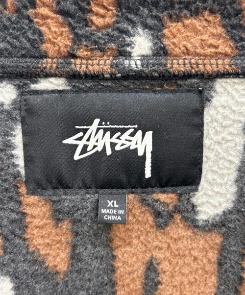 stussy（ステューシー）stussy (ステューシー) Tree Bark Fleece JKT ブラウン×グレー サイズ:XLの古着・服飾アイテム
