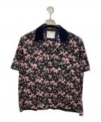 Sun Surf×sacaiサンサーフ×サカイ）の古着「パームツリードット オープンカラー アロハシャツ」｜ブラック×ピンク
