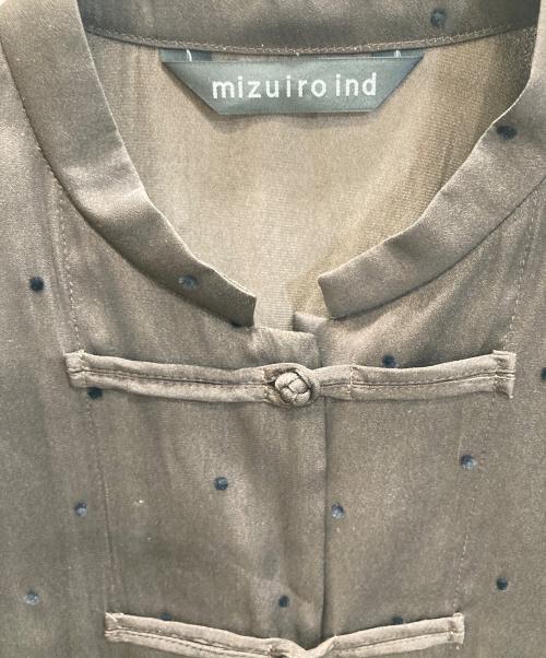 mizuiro-ind（ミズイロインド）mizuiro-ind (ミズイロインド) ドットフロッキープリントチャイナシャツ ブラウン サイズ:Freeの古着・服飾アイテム