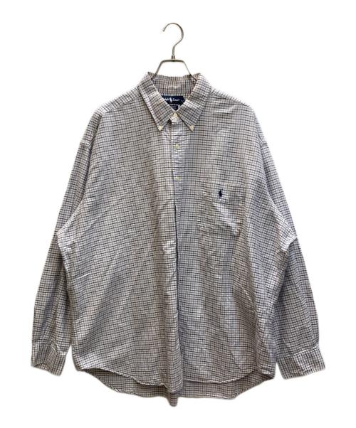 RALPH LAUREN（ラルフローレン）RALPH LAUREN (ラルフローレン) BIG SHIRT BDチェックシャツ ホワイト×パープル サイズ:XXLの古着・服飾アイテム