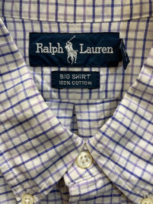 RALPH LAUREN（ラルフローレン）RALPH LAUREN (ラルフローレン) BIG SHIRT BDチェックシャツ ホワイト×パープル サイズ:XXLの古着・服飾アイテム