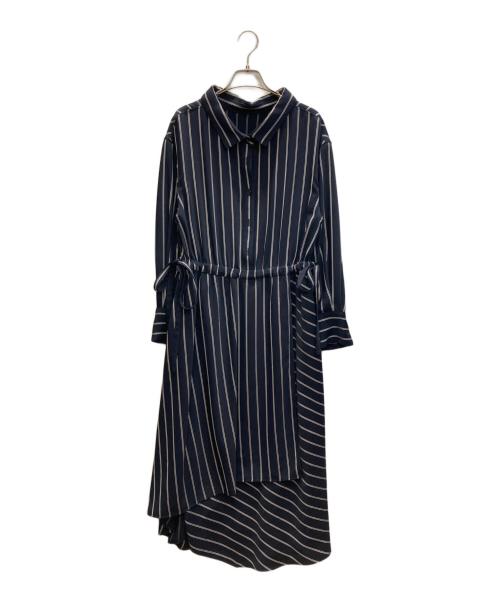 ADORE（アドーア）ADORE (アドーア) ダブルサテンストライプワンピース ネイビー サイズ:SIZE 38の古着・服飾アイテム