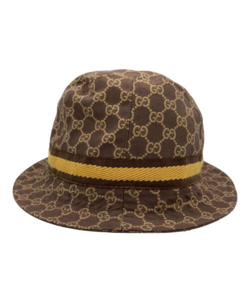 GUCCI（グッチ）GUCCI (グッチ) GGキャンバス バケットハット ブラウン×イエロー サイズ:Lの古着・服飾アイテム