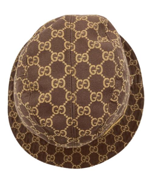 GUCCI（グッチ）GUCCI (グッチ) GGキャンバス バケットハット ブラウン×イエロー サイズ:Lの古着・服飾アイテム