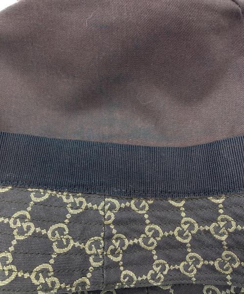 GUCCI（グッチ）GUCCI (グッチ) GGキャンバス バケットハット ブラウン×イエロー サイズ:Lの古着・服飾アイテム